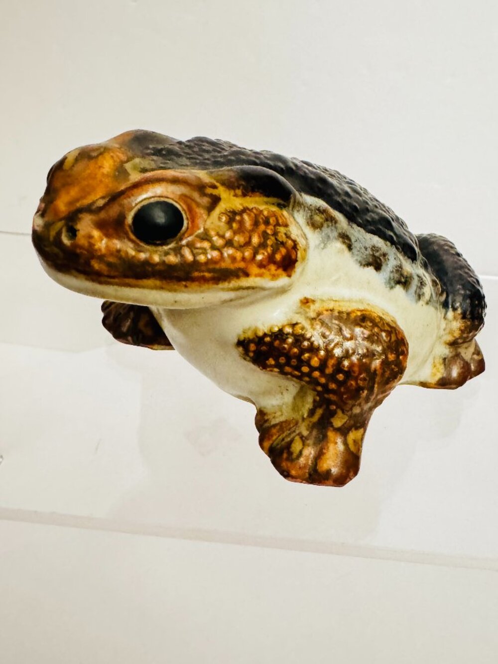 Vtg Japanese Hirado Style Ceramic Toad Frog 3.25x4" Figurine Hand Painted